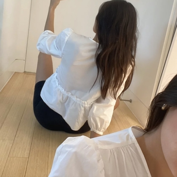 ARITZIA Sunday best jinx peplum blouse poplin white xxs - Picture 3 of 13